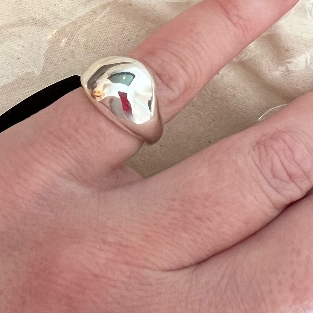 NEW J. Crew Sculptured Orb Silver Mirror Ring Size 6 - Picture 16 of 16